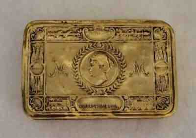 1914 Christmas Cigarette Box Brass w/Hinged Lid Vintage Case Princess Mary