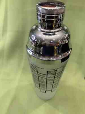 Vintage 1930â??s Art Deco Glass Recipe Drink Cocktail Shaker With Lid-Frosted