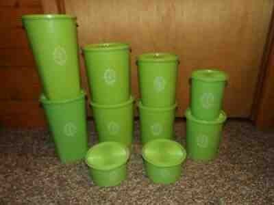 Vintage TUPPERWARE APPLE GREEN SERVALIER NESTING CANISTERS Set of 10