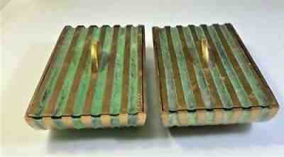 Vintage Set of 2 Brass Cigarette Boxes w/Lid Mid-Century Modern Israel c.1945