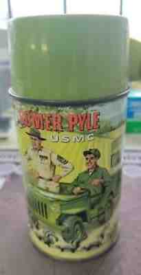 1966 Aladdin Gomer Pyle USMC USA (No LunchBox) Vtg Aladdin Bottle Thermos & Lid
