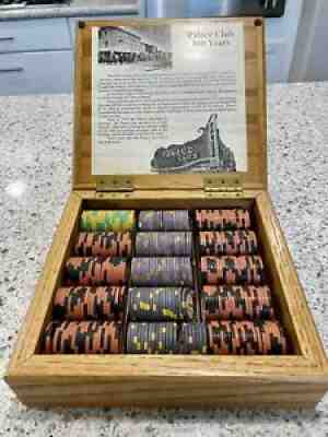 PALACE CLUB Casino RENO Vintage TRK Hat & Cane Small Crown Poker Chips w/ Box