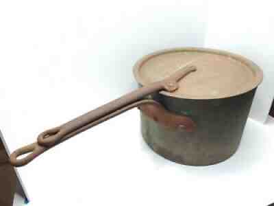 Vtg Antique LARGE 13" Copper Stock Pot w/ Lid DH&M Co. Duparquet New York USA