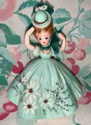 Vintage HTF Josef Originals Girl In Green Dress & Hat