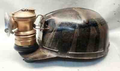Vintage MSA "Comfo Cap" Tiger Stripe Low Vein Miner's Hard Hat W/ Auto-Lite Lamp