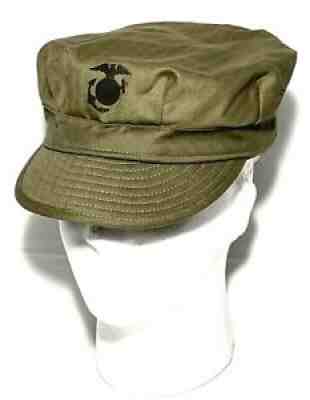 VINTAGE ORIGINAL WW2 USMC P44 HBT FATIGUE FIELD CAP HAT UTILITY COVER EGA LN NOS