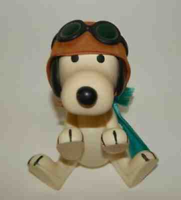 Vintage Vinyl 1966 Peanuts Jointed Snoopy Dog Toy in Aviator Hat & Scarf