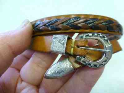 Vintage Edward BOHLIN Made Sterling Silver Hat Belt Buckle Ranger Set Leather