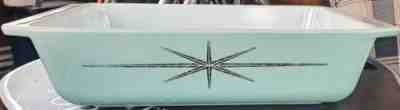 Vintage Pyrex Atomic Turquoise Spacesaver Casserole with Lid