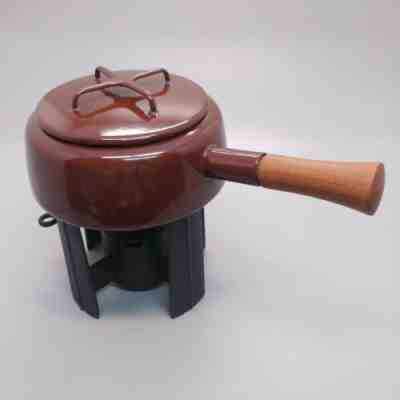 Dansk Kobenstyle Brown Fondue Pot Lid Warming Stand Mid Century MCM 70s Vintage