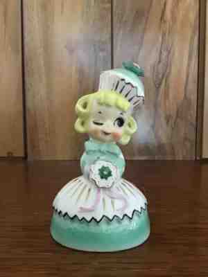 Enesco Sweet Shoppe Winking Girl W Cupcake Hat Holding Floral Bouquet