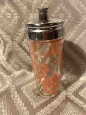 Vintage Hazel Atlas Glass Dancing Pink Elephant Cocktail Shaker with lid MCM