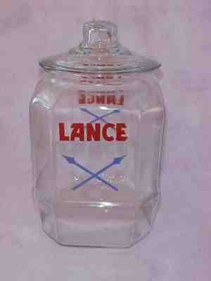 Vintage Lance Peanut Jar & Glass lid , Tom's, Gordon's Store Sign