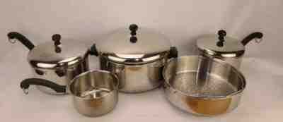 Vintage Farberware Pot 8-piece Set Aluminum Clad Stainless Steel