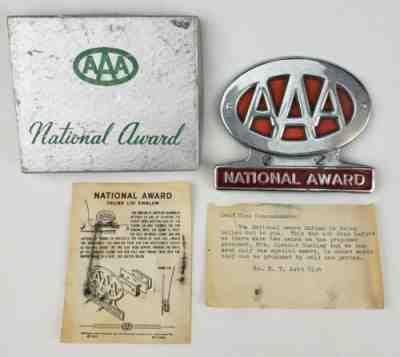 Vintage 1950s NOS AAA National Award Auto License Plate Topper Hot Rat Rod Sign