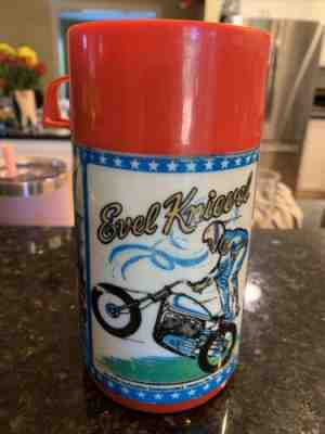 Vintage 1974 Evel Knievel Aladdin Thermos Complete w/ Cup & Lid Great Condition!