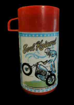 Vintage 1974 Evel Knievel Aladdin Thermos Complete w/ Cup & Lid Stunt Legend