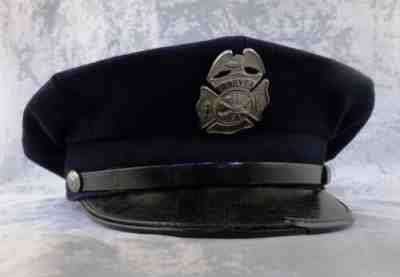 Vintage Blue Wool Fireman's Dress Hat Carver Minnesota Fire Dept Badge