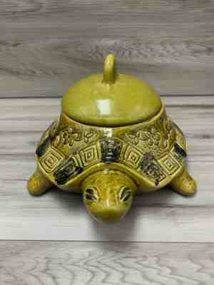 Doranne of California Lidded Cookie Jar Yellow TURTLE TORTOISE CJ14 USA VIntage