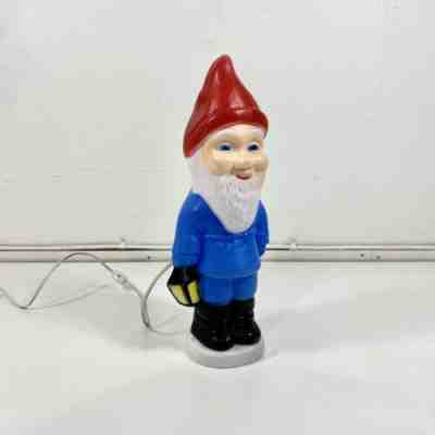 Rare 18" Gnome Blow Mold 1988 Union Brand Blue W/ Lantern & Red Hat Vintage USA