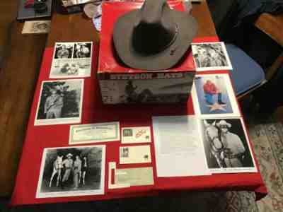 JOHN HART LONE RANGER OWNED VINTAGE STETSON COWBOY HAT IN BOX w/ AUTOGRAPH ITEMS
