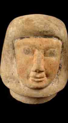 Ancient Egyptian Stone Canopic Jar Lid Amseti Head Form