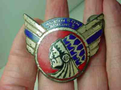 vintage sterling ROBINSON AIRLINES Pilot hat BADGE Indian Chief wings RARE