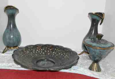 Jewish Israeli Vintage Israel Passover Seder Set Pitchers Platter Bowl with Lid