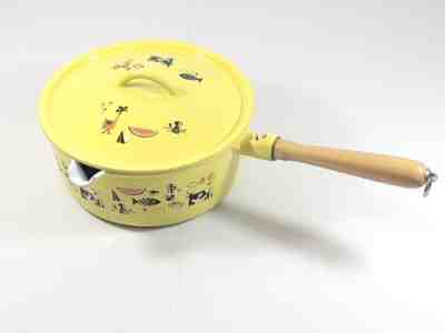 1950's Robert Markley Descoware FE Belgium Enamel Cast Iron Saucepan #22, 2 QT