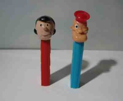 Vintage PEZ Popeye C 3.94 red hat and Olive Oyl 1966 2.62 red stem