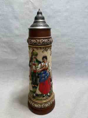 Vintage Huge German Origianl King Beer Stein w/Lid, 3 Liter 18 3/4" Tall, 6" Dia