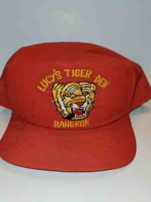 Rare Vintage Lucy's Tiger Den Bangkok Thailand Red Hat Cap. Vietnam soldier R&R