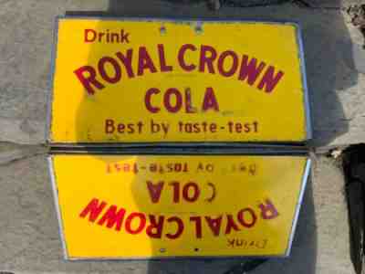 Royal Crown Cola Vintage 1950's Embossed Sign from Soda Cooler Lid GREAT FIND!!