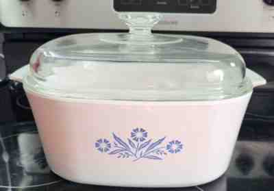 RARE VINTAGE CORNINGWARE BLUE CORNFLOWE 5QT CASSEROLE BAKING DISH W/ LID A-5-B
