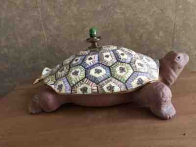 Vintage MacKenzie Childs Turtle Tureen with Lid and Spoon