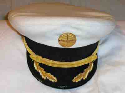 Vintage RARE Pan Am Captain Airline Pilot visor with PanAm Hat Badge,S-7-1/4