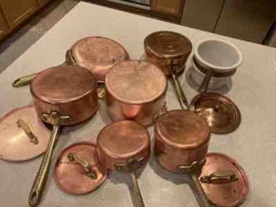 All Clad COP*R*CHEF Vintage Copper Pot Brass Handle 11 Pieces