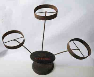 Antique Stetson 3 Hat Display Stand (S4R) Metal Vintage Holder Sign (JSF6)Cowboy