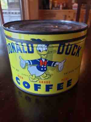 Rare Donald Duck Coffee Keywind Tin Can lid vintage 1 lb one Goyer Greenville MS