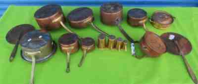 VINTAGE Thick and Heavy Copper Pots & Pans - Lot of 13 Pieces Lids