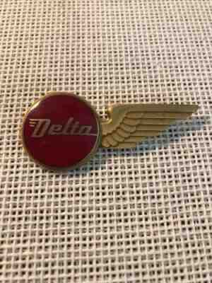 Vintage Delta Airlines Stewardess Wing Hat Badge 1955-56 Brass Enamel