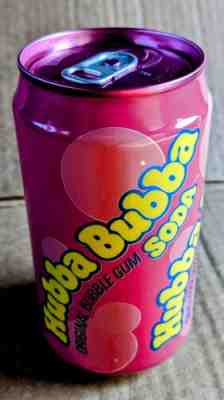 RARE VINTAGE HUBBA BUBBA Soda Pop Can Aluminum RARE PINK LID UNOPENED/ EMPTY