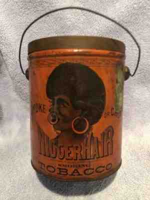 Vintage 1878-1927 pre Bigger Hair tobacco tin with original lid and handle