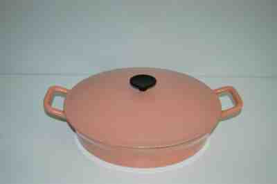 Vtg Le Creuset Enameled Cast Iron #31 Shallow Braiser Pan with Lid PEACH RARE