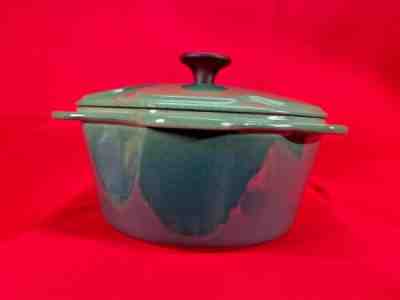 LeCrueset Shamrock Green 2 Qt Dutch Oven Casserole Vtg. RARE Black knob