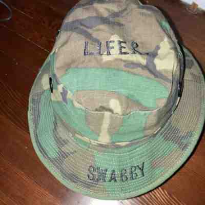 Vintage Vietnam War US Navy Camo Boonie Bucket Hat Cap