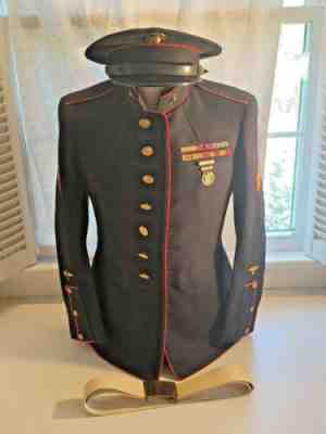 VINTAGE WWII USMC U.S. MARINE CORPS SERGEANT AERIAL GUNNER BLUE JACKET & HAT