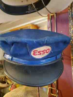 Original vintage ESSO GASOLINE Gas Station attendant hat - SIZE 6 7/8 Metal