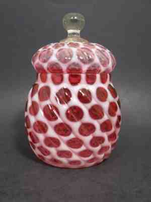 eapg Buckeye Glass #527 Big Windows Covered Sugar Bowl Red Cranberry Opalescent