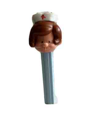 Vintage Pez Dispenser Nurse No Feet With Hat Brown Hair Made In Austria